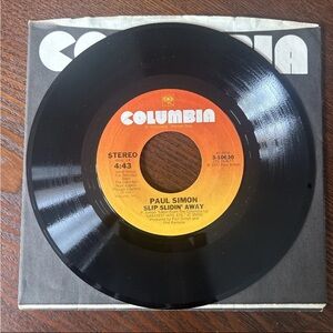 Paul Simon Columbia 7” Vinyl Record- “Slip Slidin’ Away” “Something So Right”